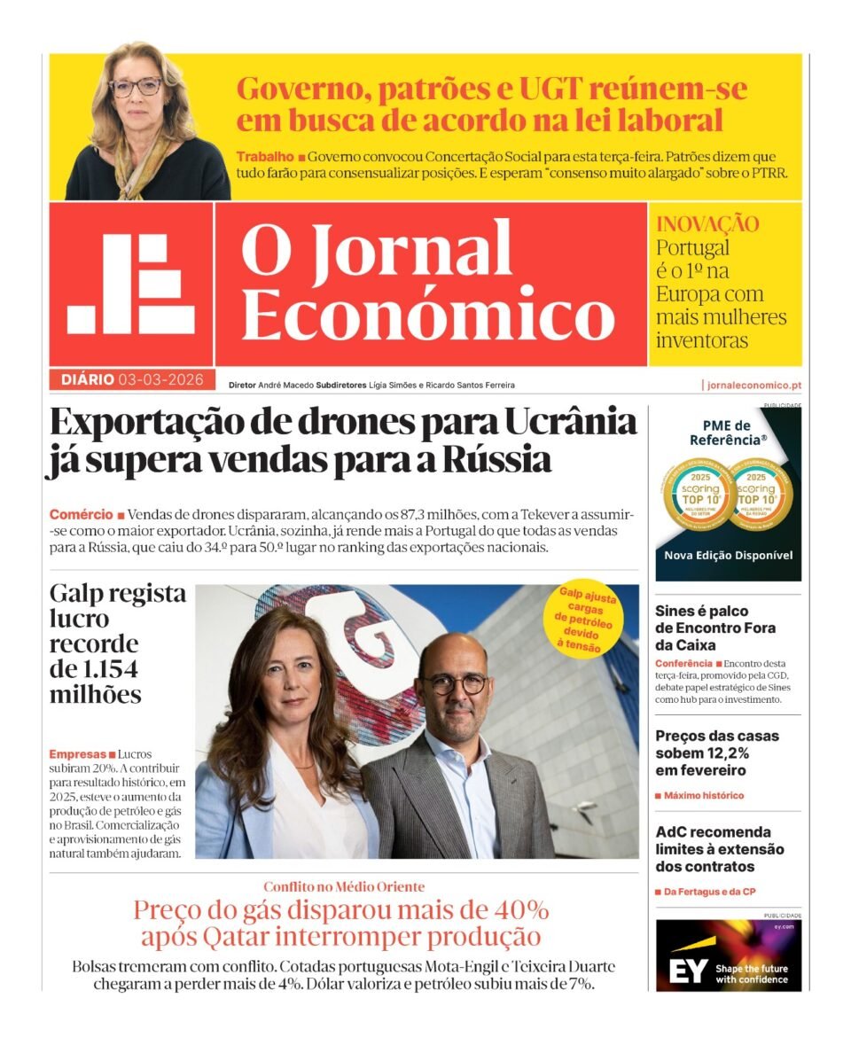 Jornal Económico: Principais Destaques de 3 de Março