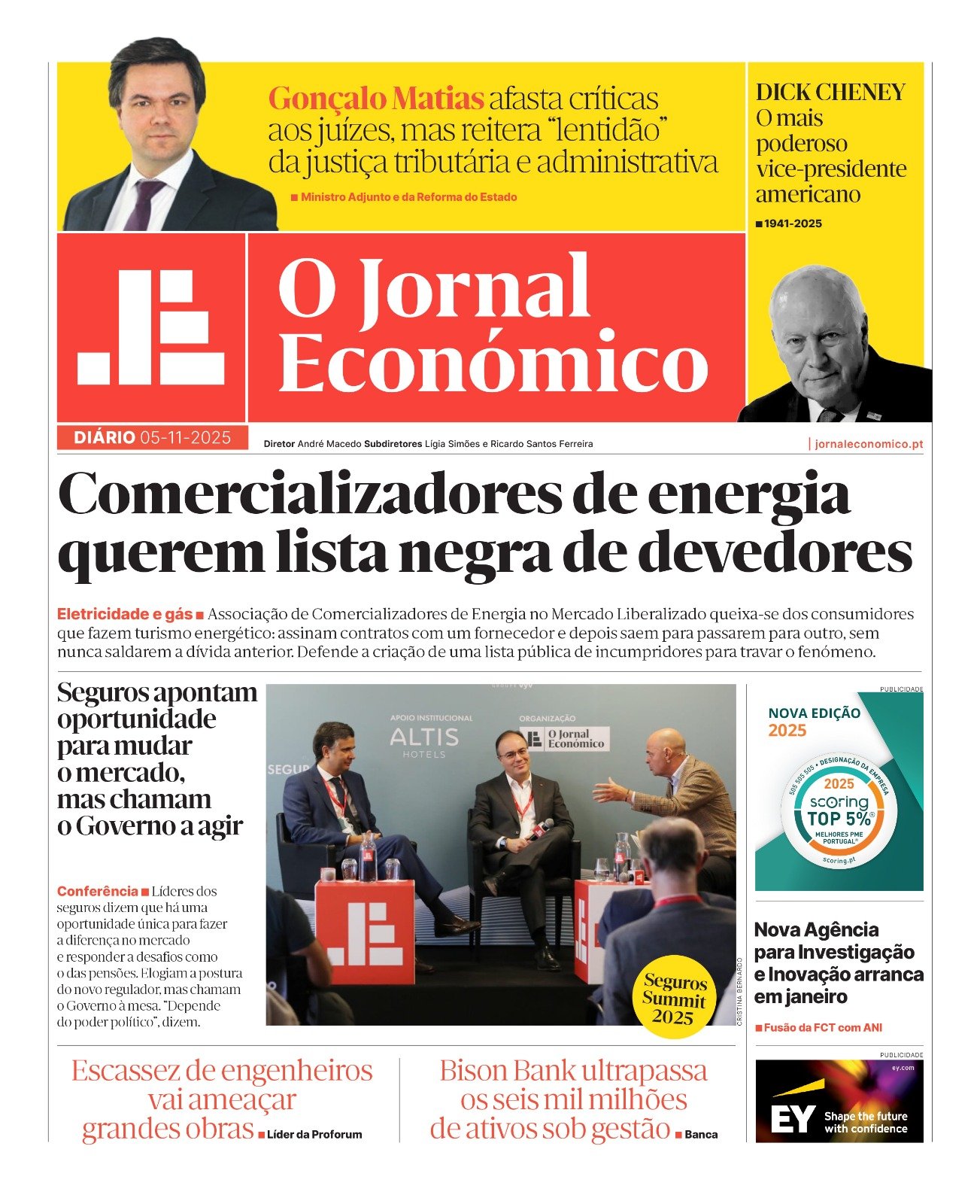 "Principais Destaques do Jornal Económico de 5 de Novembro"